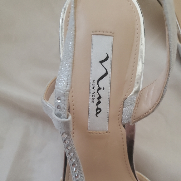 Nina New York Silver Crystal Heels 9 - Picture 7 of 9